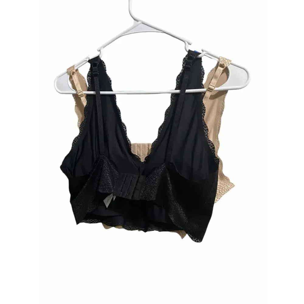 Sophie B Bralette Bundle Women's XL Black Tan Light Padded 2 Bras Undergarments